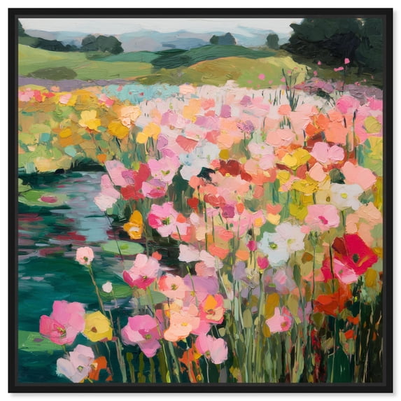 Riot of Color Canvas Print Floral Wall Art by Art Remedy, Black Frame, 24 x 24