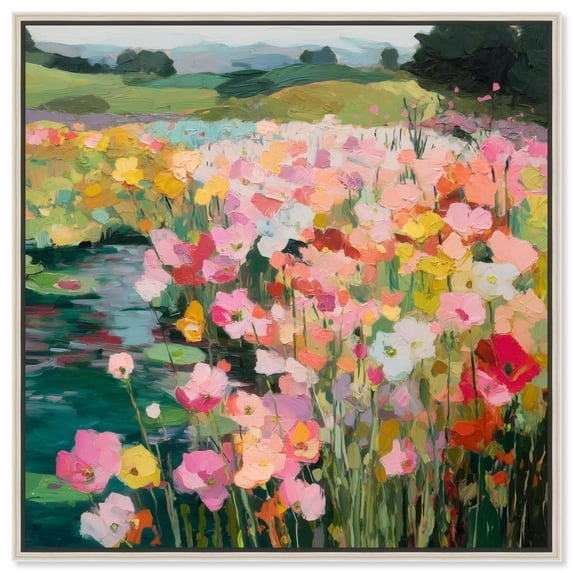 Riot of Color Canvas Print Floral Wall Art by Art Remedy, Silver Frame, 30 x 30