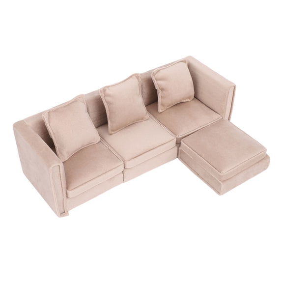 Riousery 1:12 Scale Miniature Dollhouse Couch Realistic Mini Dollhouse Sofa Furniture with Pillows for Living Room Home Decor Accessories, 10 Components