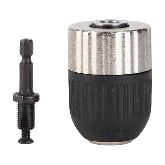 Riousery 1/2 inch / 13 mm Keyless Drill Chuck 3/8-24UNF Self-Tightening Conversion Chuck with Hex Shank Adapter for Impact Driver Heavy Duty Drilling Tools and Hardware Accessories
