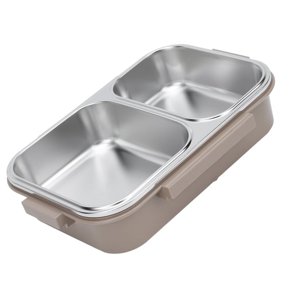 Riousery 1.2L / 40.5 oz Stainless Steel Bento Box, 2-Compartment Thermal Lunch Container with Water Injection Heating, Dishwasher Safe Portable Lunch Box, Khaki