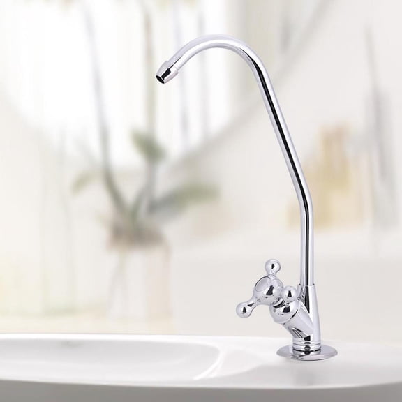 Riousery 1/4 Inch Zinc Alloy Kitchen Faucet Tap Chrome Reverse Osmosis RO Drinking Water Filter Faucet for Under Counter Systems, 11.02 inches / 28 cm Height Silver Finish