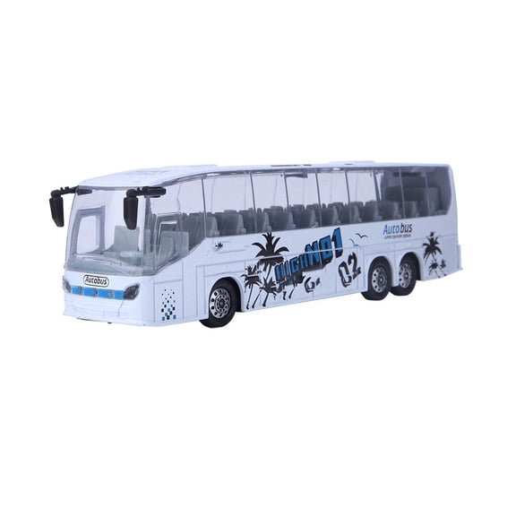 Riousery 1:50 Scale Alloy Transit Bus Model Toy with Lights and Music, Pull-Back Simulation Vehicle for Children (White, 7.5 inches / 19 cm)