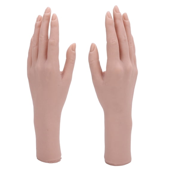 Riousery 1 Pair Silicone Female Hand Model Flexible Reusable Bendable Display Hand For Nail Art Practice Painting Training Tool 11.8 inches / 30 cm Manicure False Hands