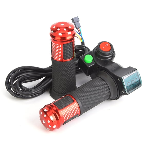 Riousery 1 Pair Universal LED Voltage Display Twist Throttle for 12V-84V Electric Bike and Scooter (20 inches / 50.8 cm)