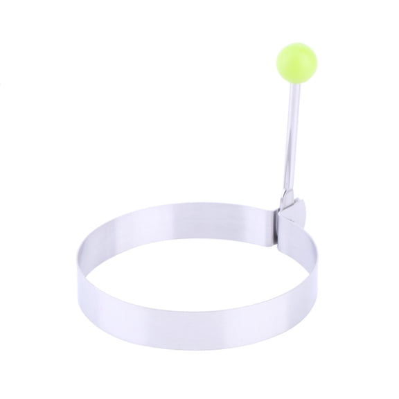 Riousery 1 Pcs Stainless Steel Fried Egg Mould Round Pancake Rings Shaper with Handle Silver Kitchen Cooking Tool 4.13 inches / 10.5 cm
