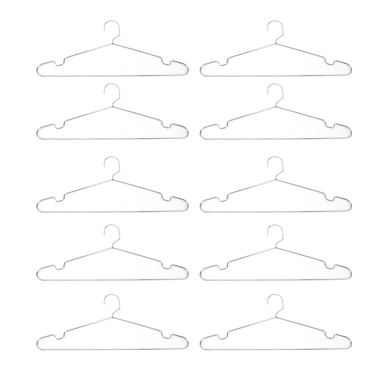 Riousery 10-Pack Stainless Steel Clothes Hangers, Heavy Duty Non-Slip Drying Hangers with Shoulder Grooves - 40cm Garment Hangers