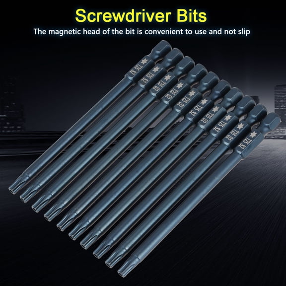 Riousery 10 Pcs 3.94 in / 100 mm 1/4 in Hex Shank T25 Magnetic Security Star Screwdriver Bits Kit S2 Alloy Steel Power Tool Accessories[cite: 1]