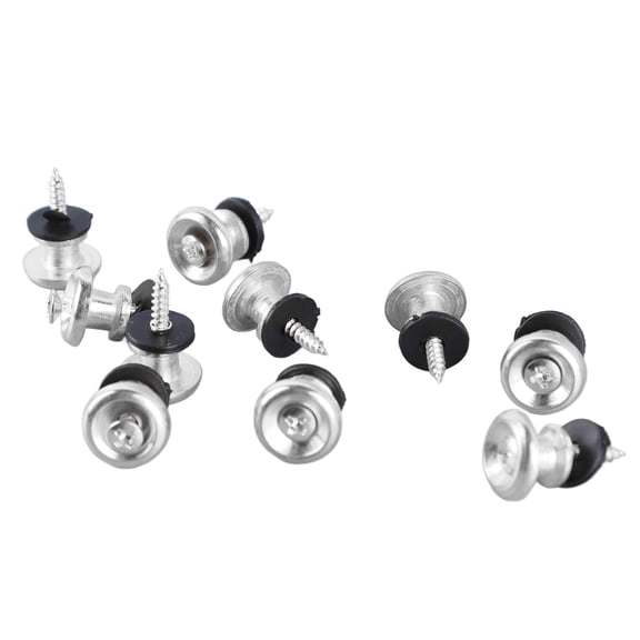 Riousery 10 Pcs Guitar Strap Lock Button Mushroom Style Adjustable Universal Strap Lock Pin for Ukulele Bass Acoustic Electric Guitars (Silver, 10 Count / 10 Pieces) Premium Metal Replacement Parts