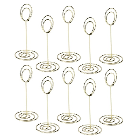 Riousery 10 Pcs Table Number Holders, 85mm Round Gold Metal Place Card Stand, Electroplating Technology Desktop Picture Clip Memo Note Photo Stand for Weddings & Events (3.3 inches / 85 mm)