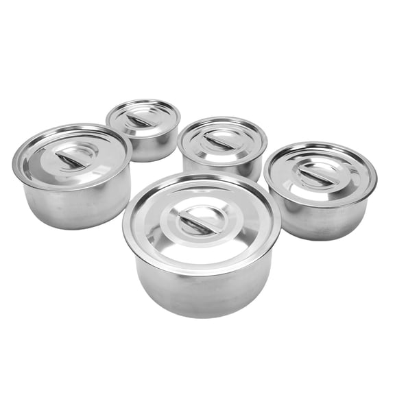 Riousery 10-Piece Stainless Steel Soup Pot Set with Lids Multifunctional Minimalist Cookware Collection for Home Kitchen Stewing Boiling Durable and Stylish Appearance Silver 9.05 inches