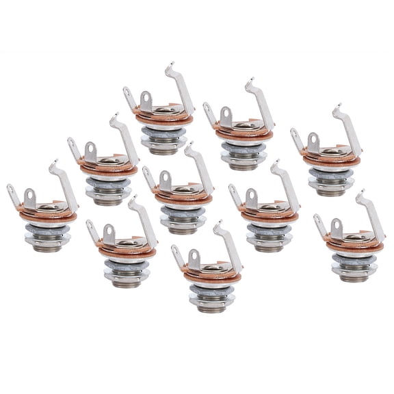 Riousery 10 Pieces 6.35mm 1/4 inch Mono Input Jack Socket Replacement Parts for Electric Guitars and Basses, Musical Instrument Accessories, Durable Hardware, Easy Installation