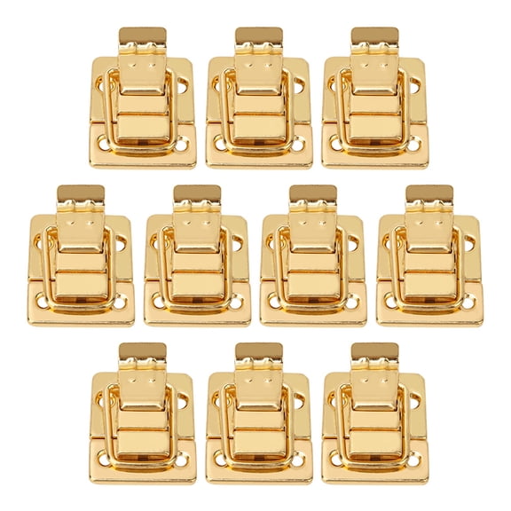 Riousery 10 Pieces Golden Stainless Steel Box Chest Suitcase Toggle Latch Catch Hasp Hardware Set, Heavy-Duty Replacement Parts for Home Improvement and Crafting, 1.1 x 1.57 in (28x40mm)