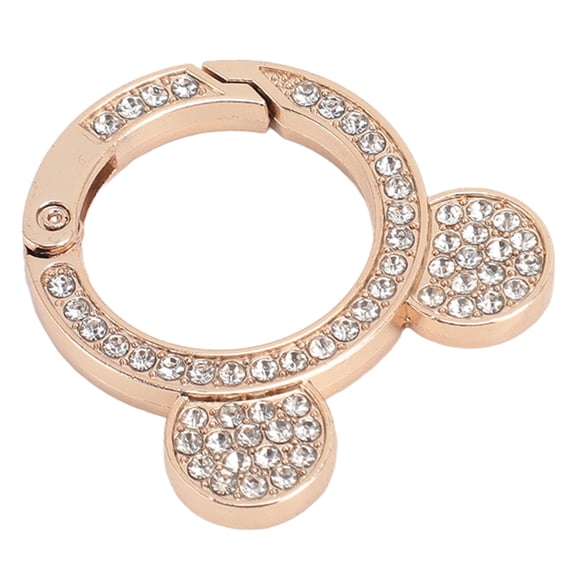 Riousery 10 Pieces Rhinestone Spring O Rings Cute Bear Head Zinc Alloy Round Snap Clip Buckle Carabiner Clips for Keychains