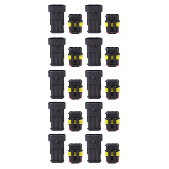 Riousery 10 Set 3 Pin Way Waterproof Electrical Connector Kit, Automotive Wire Connector Plug Terminals with Male and Female Socket, 140 Pieces for Car Motorcycle Marine, 5.91 inches / 15 cm Length