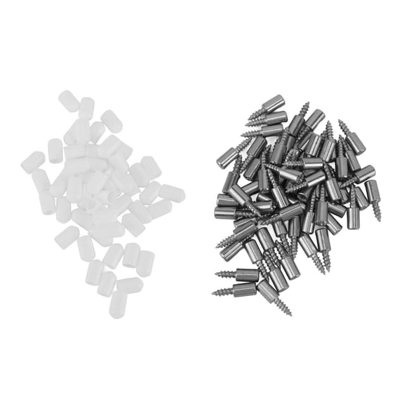 Riousery 100 PCS Self Tapping Screws Laminate Support Pins with Non-Slip Rubber Sleeves Stable Cold Rolled Steel Self Drilling Hardware Fasteners for Wardrobe Cabinets Glass Shelves 19.12 oz