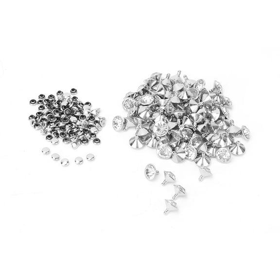 Riousery 100 Pack Cloth Crystal Inlay Rapid Rivets 12mm / 0.47 inches Spots Studs Cap for DIY Leather Craft Decoration, Gold