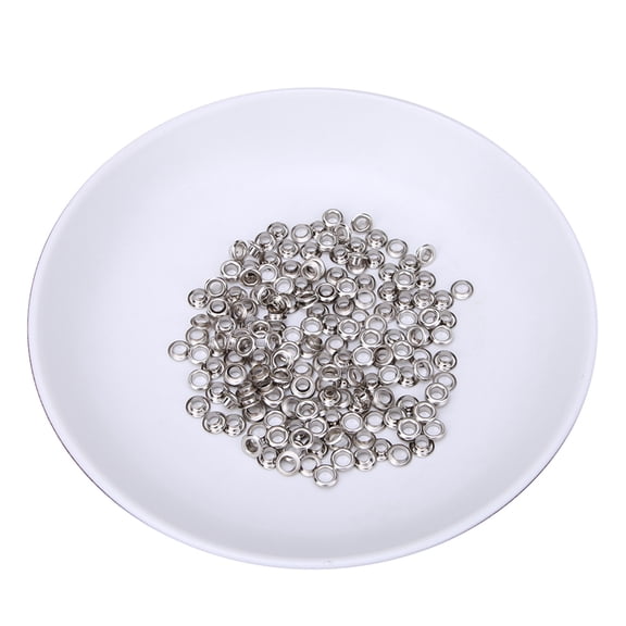 Riousery 100 Set Brass Eyelet Clothing Bag Accessory Double Side 4mm Eyelet Grommet Kit Silver for Leathercraft DIY Projects Clothes Shoes Belts (0.16 inches / 4 mm)