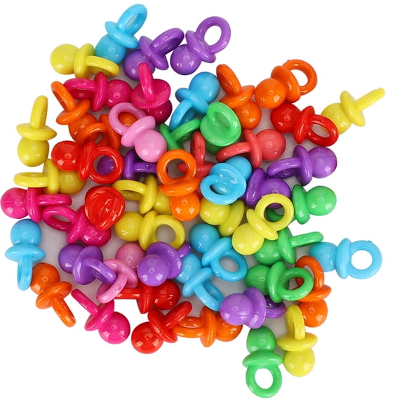 Riousery 100Pcs Acrylic Mini Pacifiers Solid Multicolor, Baby Shower Favors, Birthday Party Decorations
