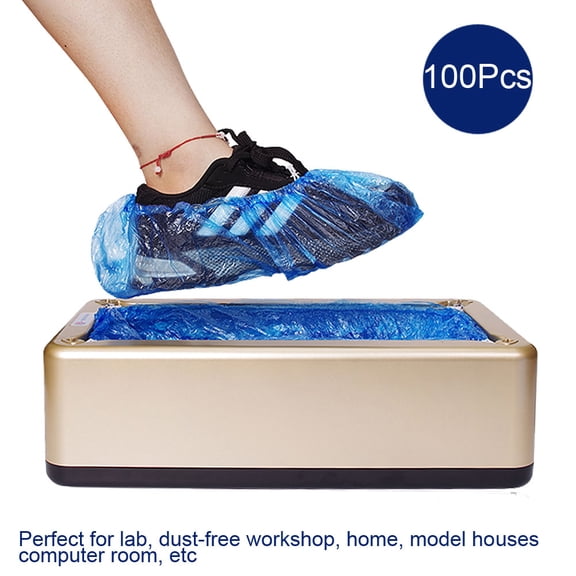 Riousery 100Pcs Disposable Shoe Covers for Automatic Shoes Machine Keep Home Office Clean T-Buckle Universal Fit Thickened PE Blue Protective Boot & Shoe Covers 11.02 inches / 28.00 cm