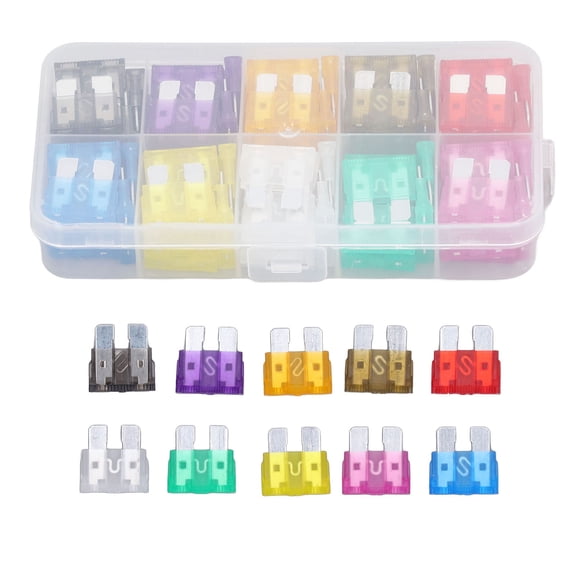 Riousery 100Pcs Medium Car Fuse Blade Assortment Kit 2A 3A 5A 7.5A 10A 15A 20A 25A 30A 35A Auto Automotive Replacement Fuses Set for Car Truck Boat SUV RV Protection with Storage Box