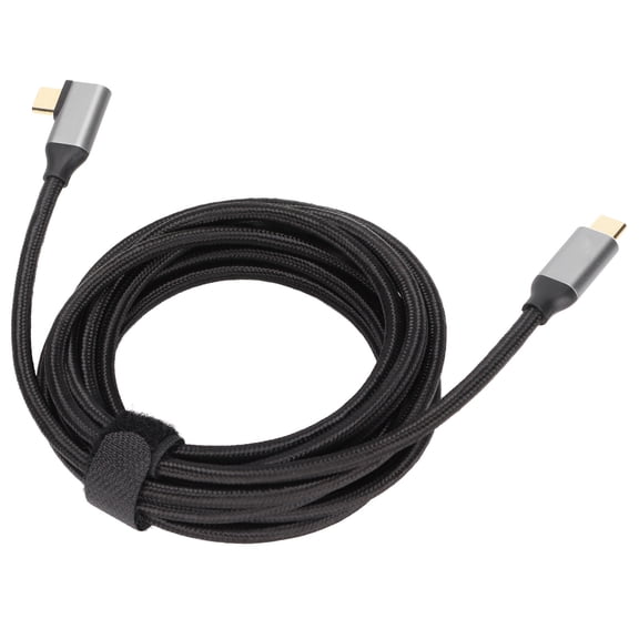 Riousery 100W Right Angle 5A Type C PD Fast Charging Cable for Tablets and Phones, Nylon Braided USB C Cord, 10Gbps High Speed Data Transfer, 4K@60Hz Video Output Support, 118.1 in / 3m Length, Black
