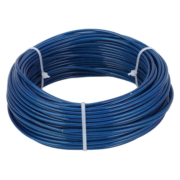 Riousery 100ft Blue Plastic Coated Steel Wire Rope Turnbuckle Tensioner Kit 3mm Wire Trellis Set For Outdoor Clothesline Plant Fence Line Installation Heavy Duty Hardware Assortment Accessories