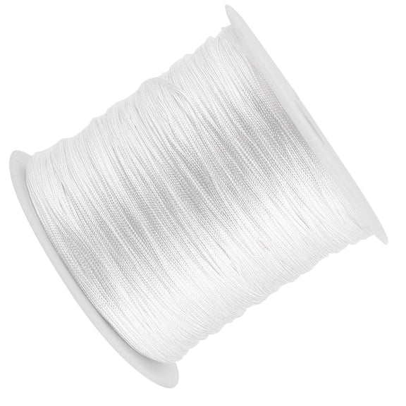 Riousery 109.36 Yards / 100m x 0.8mm Nylon Chinese Knot Cord Rattail Macrame Shamballa Thread String White for Jewelry Making Beading Sewing Knitting DIY Craft Projects, Strong Tassel String