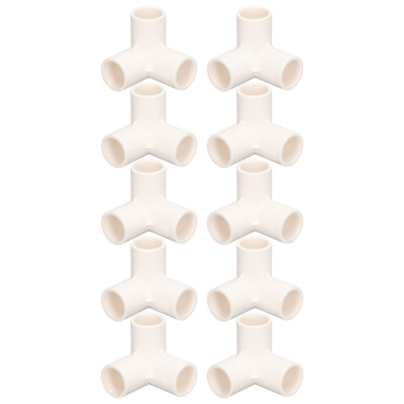Riousery 10PCS 3 Way Pipe Fittings PVC Plastic Tee Fitting Elbow Corner Connector 25mm / 1 inch Inner Diameter White