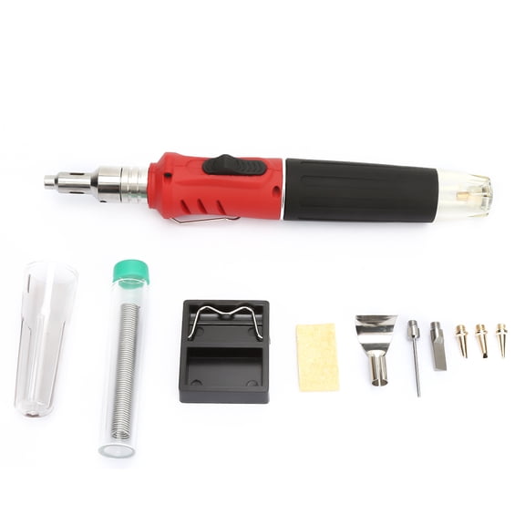 Riousery 10PCS HS-1115K Multifunction Butane Gas Soldering Iron Cordless Solder Welding Torch Kit (Red)[cite: 1]