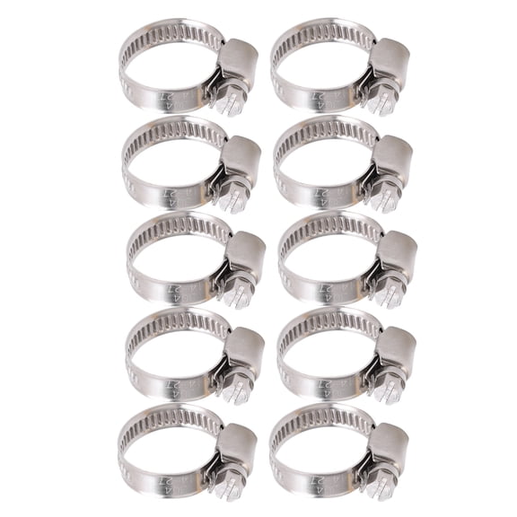 Riousery 10Pcs Hose Pipe Clips Clamp 304 Stainless Steel Fastener German Style with Hole 14-27mm