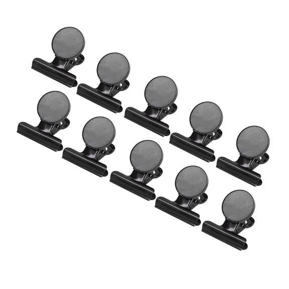 Riousery 10Pcs Magnetic Clips Stainless Steel Nickel Plated Round Fixing Force Magnet Fastening Set Black Heavy Duty Home Office Refrigerator Clamp Tools (4.72 inches / 12 cm length)