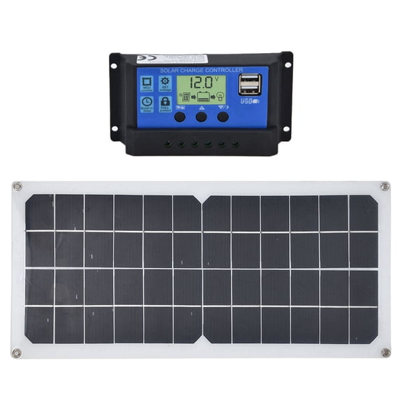 Riousery 10W Solar Panel Set with 10A Controller and Exhaust Fan, Monocrystalline Silicon Renewable Energy Kit for RV, Yacht, Boat, Car, and Mobile Phone Battery Charging[cite: 1]