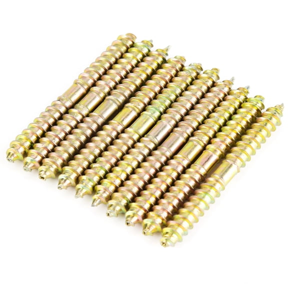 Riousery 10pcs 0.24 x 2.36 inches / 6 x 60 mm Dowel Screw Woodworking Furniture Connector Double Ended Screws for Wood Joints Iron Zinc Plated Finish
