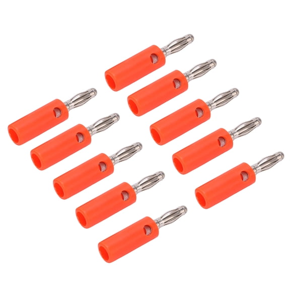 Riousery 10pcs 22.090 4mm Banana Plug Gold Plated Lantern Connector Solderless Audio Amplifier Speaker Wire Test Adapter - Red, Zinc Alloy & ABS Material, 1.5 inches / 38.3 mm