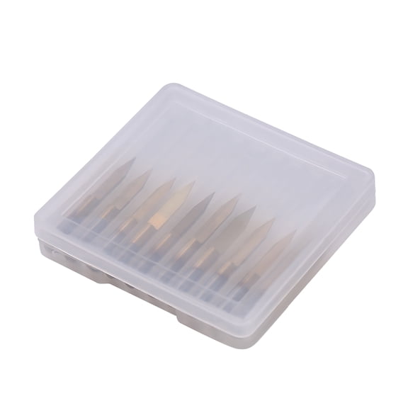 Riousery 10pcs 3.175mm 0.125 in Titanium Coated Engraving CNC Bit Router Carving Tool 30 Degree 0.1mm Tip Woodworking Cutter Set