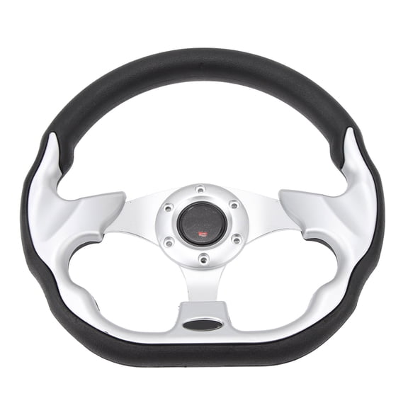 Riousery 12.5 Inches / 31.75 cm Golf Cart Steering Wheel Universal 6 Holes Replacement for E-Z-GO TXT RXV Silver
