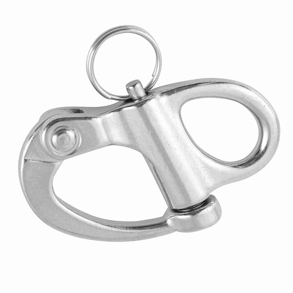 Riousery 12*52mm Stainless Steel Fixed Snap Shackle Quick Release Boat Marine Rigging Snaps Hardware with Round Ring, 0.5 x 2 Inches / 12 x 52 mm