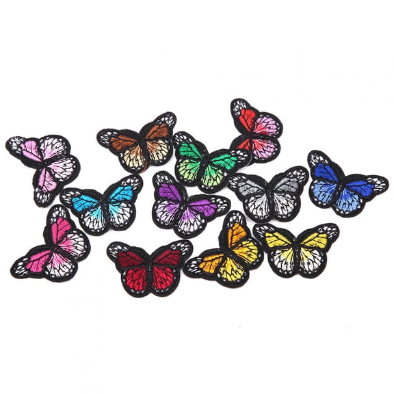 Riousery 12 Pieces Butterfly Embroidered Fabric Patches for Sewing and Applique, Perfect for Clothes, Jackets, Hats, and Bags, Beautiful DIY Craft Decoration Kit, Mixed Color, 1.8 inches / 4.5 cm