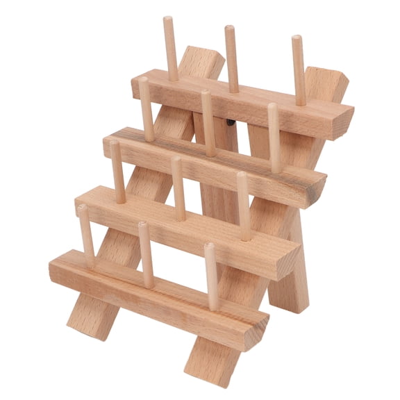 Riousery 12 Spools Wooden Sewing Thread Holder Foldable Bobbin Hanging Rack for Household DIY Embroidery Organizer, 5 inches / 12.6 cm
