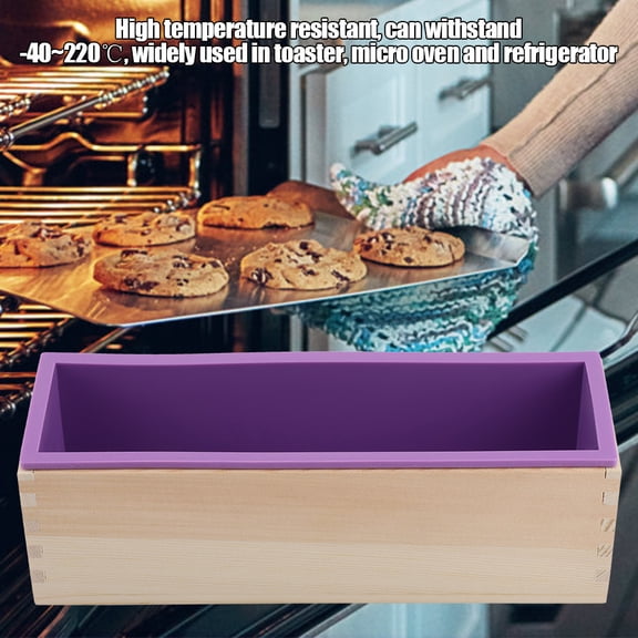 Riousery 1200ML Rectangle Silicone Soap Mold with Wooden Box DIY Tool for Baking Cake Ice Cream Fondant Chocolate Multipurpose Kitchen Bakeware and Home Crafting Supplies