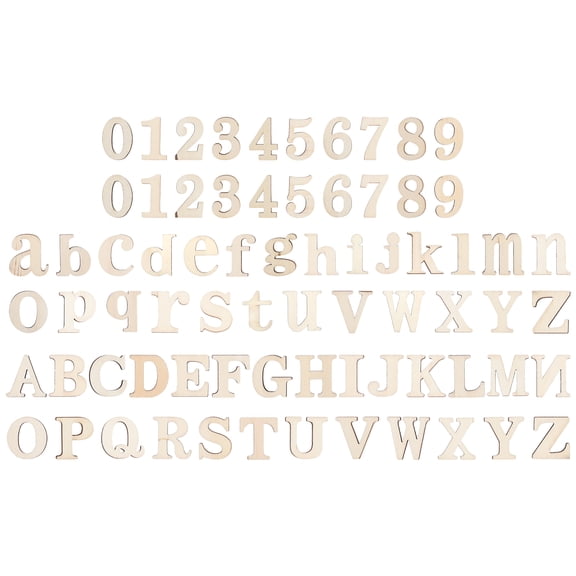 Riousery 124Pcs Unfinished Wooden Letters and Numbers Set Boxwood Craft Decor (5.91 inches / 15.00 cm Length)