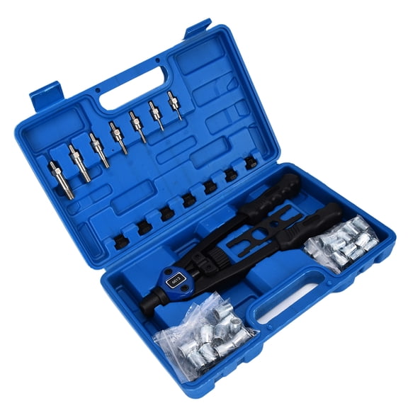 Riousery 126Pcs Rivet Gun Set Hand Riveter Manual Riveting Tool Kit for M3 M4 M5 M6 M8 M10 M12, Heavy Duty Stainless Steel Construction, 12.6 inches / 320 mm Length