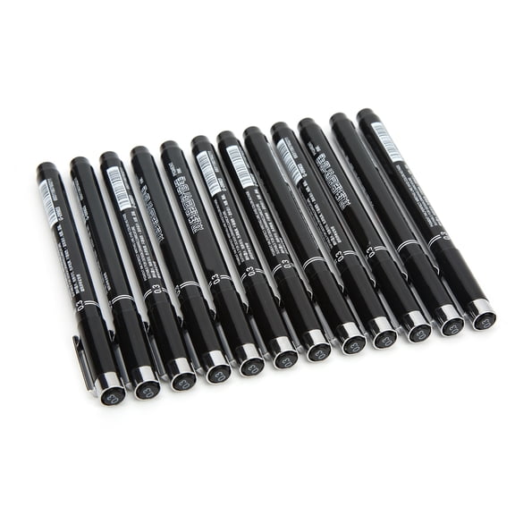 Riousery 12Pcs Line Drawing Pen Write Smoothly Good Waterproof No Fade Stains Bleeding Fine Point Pens for Designer Illustrator 0.3mm Double Head Needle Tube Gel Ink Pens Assorted