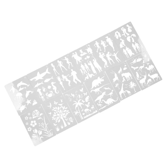 Riousery 12Pcs Paint Stencils A4 Characters Animals Plants Safe Durable Art Templates (12.2 inches / 31 cm)