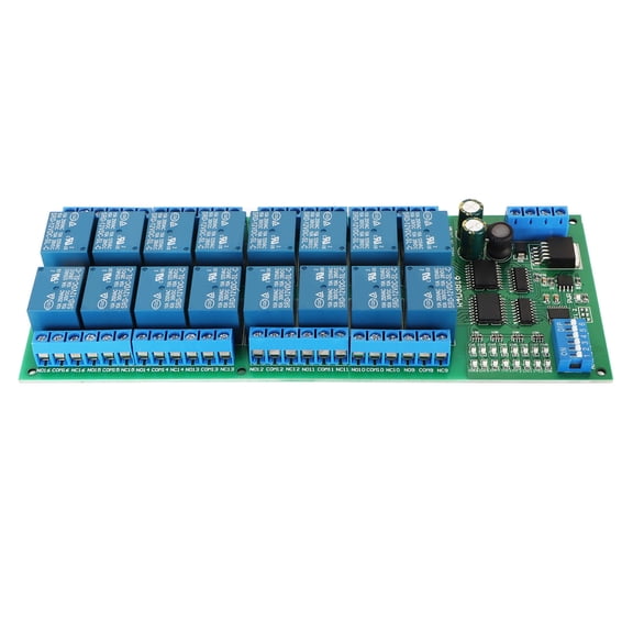 Riousery 12V 16 Channel RS485 Relay Module Modbus RTU Protocol Remote Control PCB Board for PLC Extension Industrial Components 9.05 inches / 23 cm