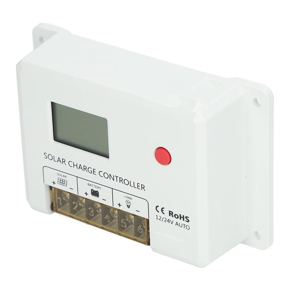 Riousery 12V/24V 20A PWM Solar Charge Controller Renewable Energy Regulator Auto Parameter Adjustable MOS Circuit IP32 Protection Grade High Efficiency Power Panel Controller