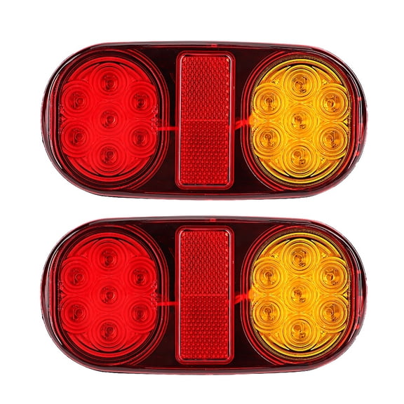 Riousery 12V Universal Bright LED Taillight Tail Lamp with License Plate Light for Trailer Bus RV, 2-Pack