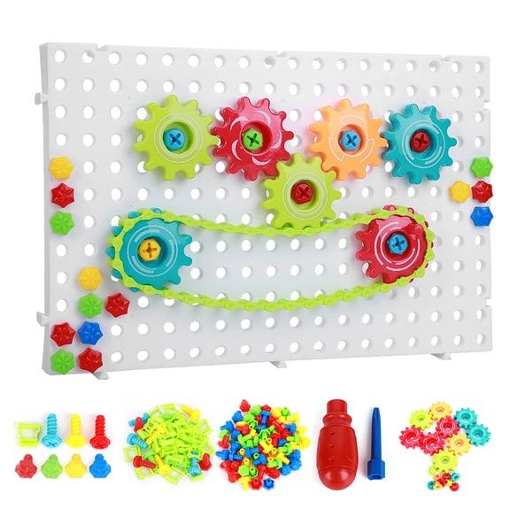 Riousery 133pcs DIY Assembly Gear Chain Toy Children Educational Puzzle STEM Building Sets (11 inches / 28 cm)
