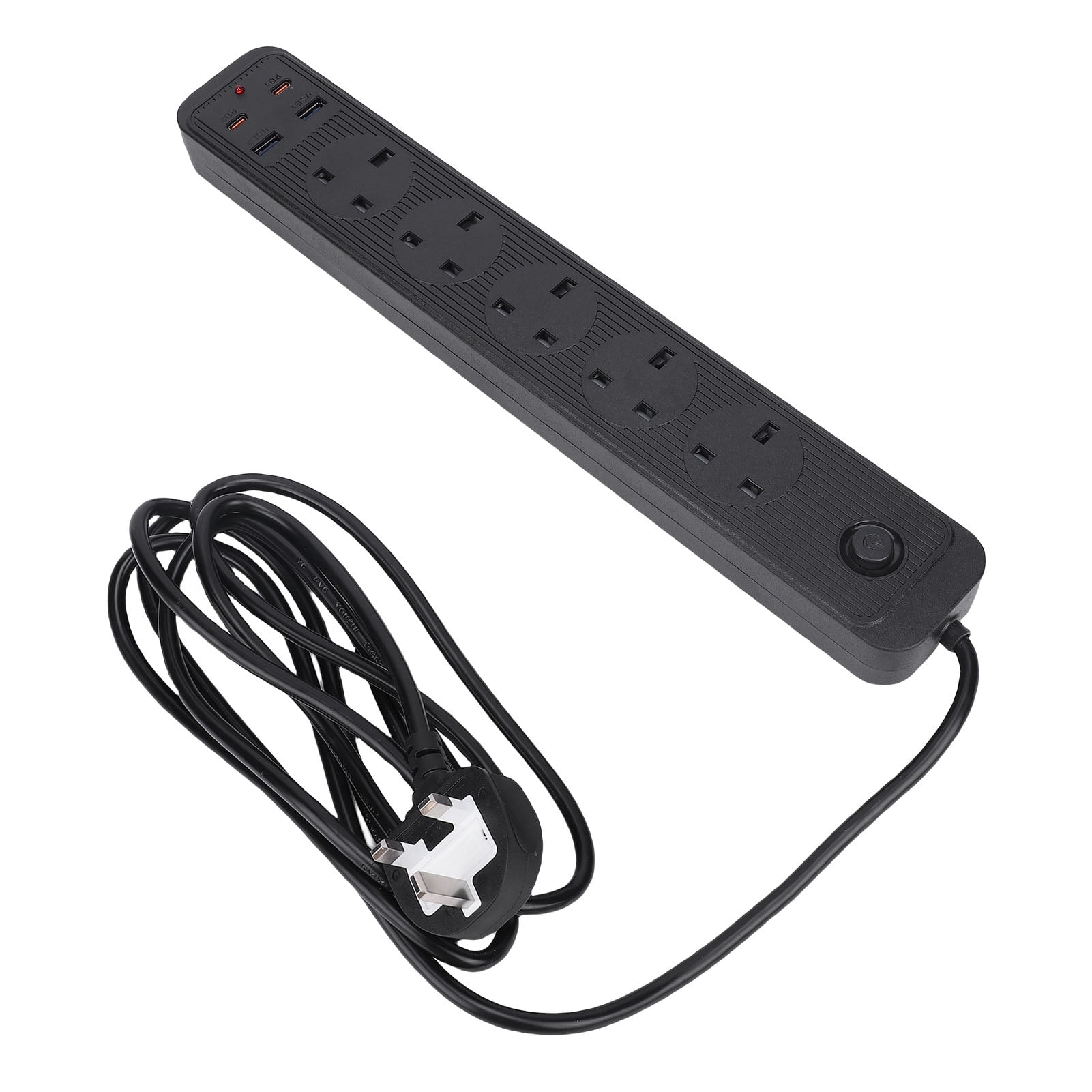 Riousery 13A Power Strip with 5 Outlets, 2 Type C & 2 USB Ports, Surge Protector for Home Office (15.7 inches / 40 cm)